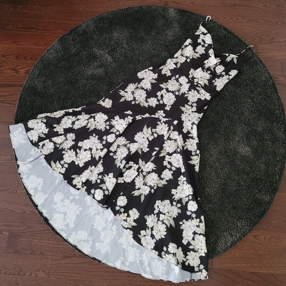NWT Ever New black floral backless midi dress size 2